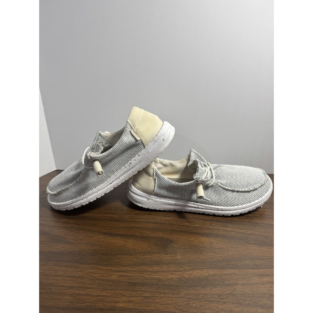 Hey Dude Wendy Shoes Womens Size‎ 7 White Sox Stone Lightweight Casual Comfort
